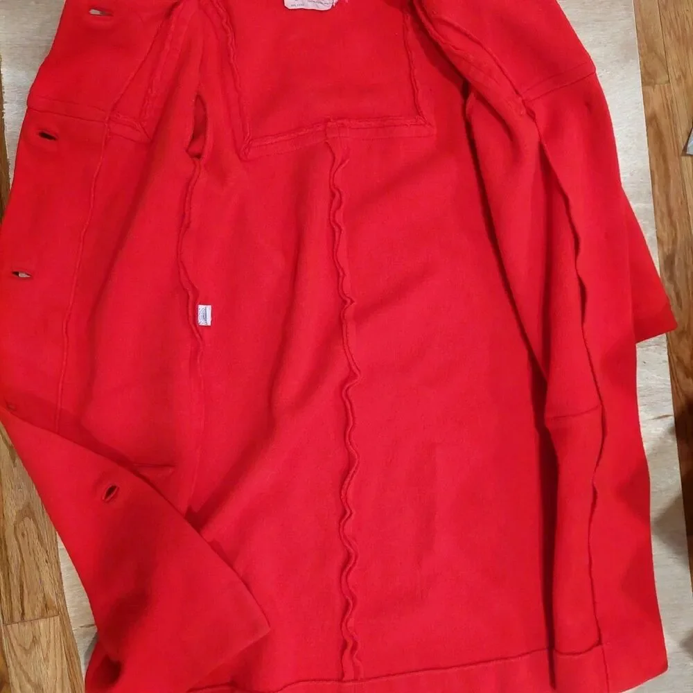 Vintage Pure Wool Ruby Red Knit Girl Coat Kimberly Union Made Sz 8